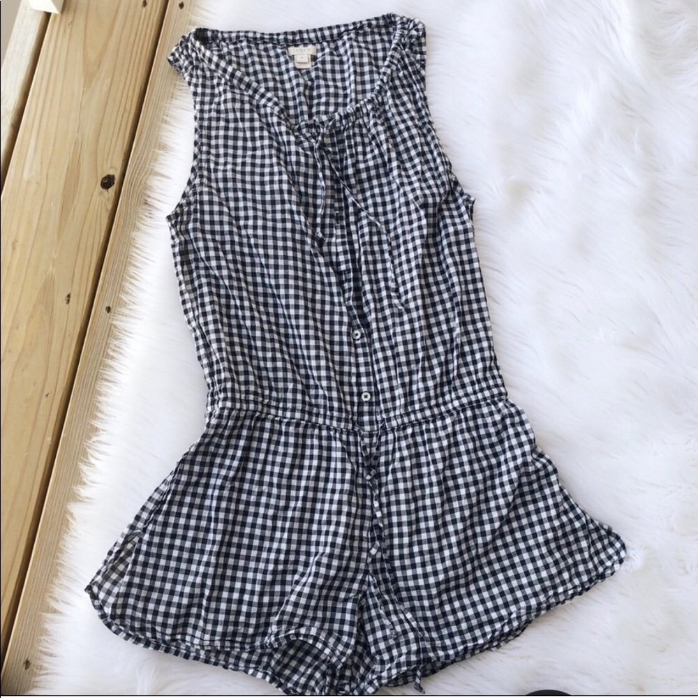 J crew black gingham romper